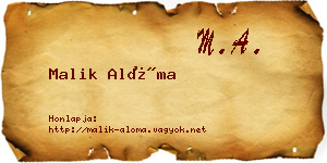 Malik Alóma névjegykártya